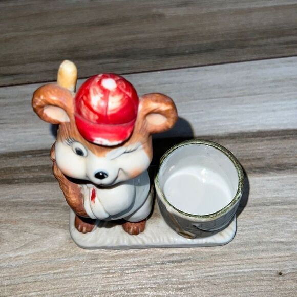 Vintage Luvkin Critters JASCO 1979 Bear Cub baseball Votive Figurine - Picture 6 of 8